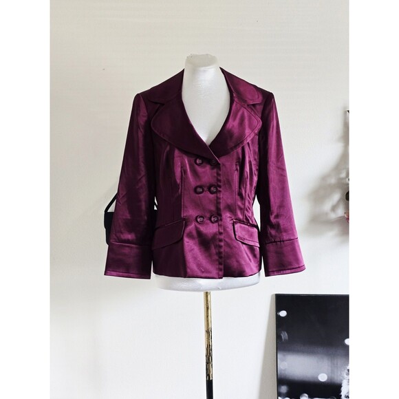 Nine West Jackets & Blazers - Nine West Maroon Satin Double Breasted Blazer Jacket Classy M
